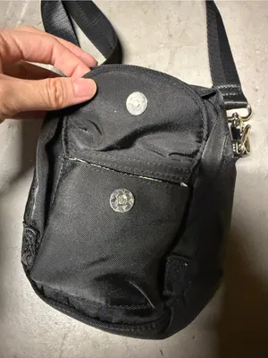 Black unisex nylon waterproof crossbody travel bag thumbnail 2