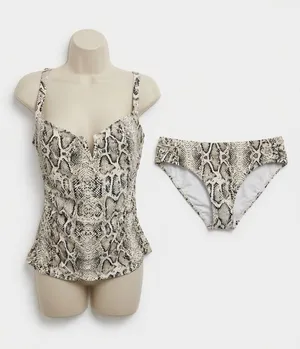 Soma Snake Print Tankini Bathing suit Size Large V Wire Plunge thumbnail 1