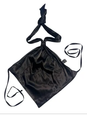 SHEIN Black Satin Backless Halter I Dress with Bow Ti M thumbnail 1