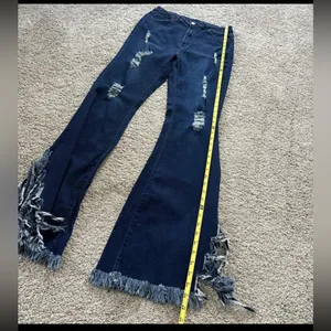 K.I.M by Kimberly Dark Blue Distressed Flare Jeans thumbnail 4