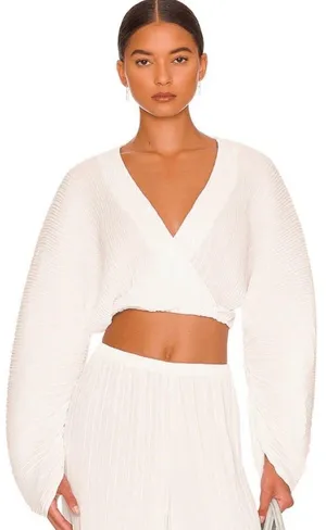 Good American Plisse Sculpted Top Ivory thumbnail 1