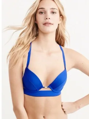 Abercrombie & Fitch Cobalt Blue Bikini Push Up Swim Top Criss Cross Straps thumbnail 1