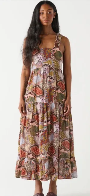 Dex Floral Tiered Maxi Dress in Paisley Medallion Size XL thumbnail 1