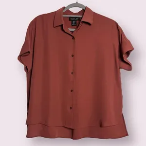 Rachel Zoe Desert Rose Chiffon Button Up Oversized Blouse XS thumbnail 1