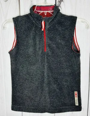 Abercrombie Fitch Womens Size XS Fleece 1/4 Zip Vest Gray Red Trim Vintage thumbnail 1