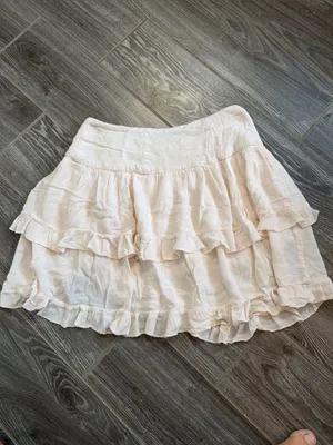 Free People cream/light blush Ruffled Viscose Skirt size XS extra small thumbnail 4