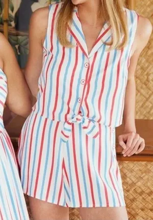 Mattel Red, Light Blue & White Striped shorts. thumbnail 1