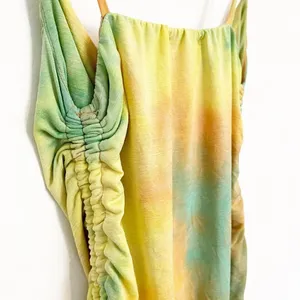 Tie Dye Dress Size S Rainbow Ruched Side Tie Adjustable Bodycon Mini‎ Gown Disco thumbnail 4