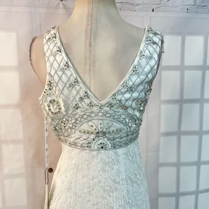 Sue Wong NWT white beaded pleated white lace formal gown size 0 thumbnail 7