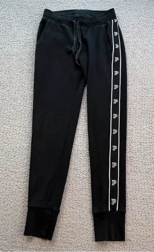 Victoria’s Secret PINK Black Logo Tape Side Stripe Fleece Jogger Sweatpants XS thumbnail 1