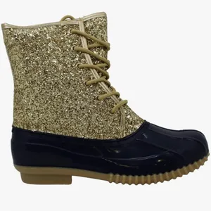 Sugar Gold Glitter and navy Winter Boots Size 7 thumbnail 1