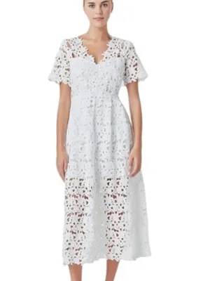 NWT Endless Rose Lace Short Sleeve Midi Dress White Size S thumbnail 10