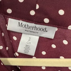 Motherhood Maternity Blouse Small Burgundy Polka Dot V-Neck Long Sleeve Top thumbnail 10