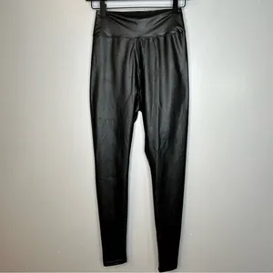 Offline by Aerie Womens M Real Luxe Black Hi-Rise Faux Leather‎ Leggings Stretch thumbnail 3