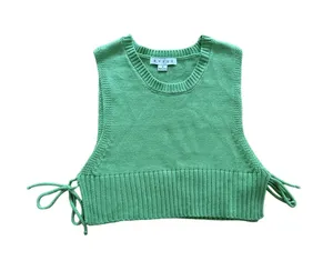 Hyfve - Crew Neck Sleeveless Sweater Vest with Side Ties in Green thumbnail 1