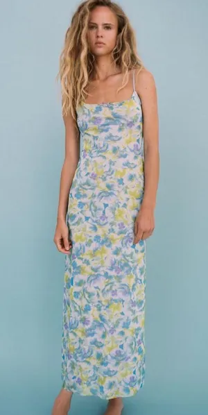ZARA PRINTED TULLE DRESS WITH BOW thumbnail 1