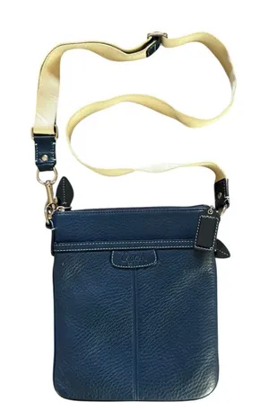 Coach Legacy Navy Blue Pebbled Leather Swing Pack Messenger Shoulder Bag thumbnail 1