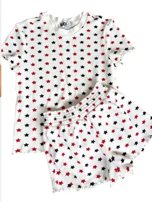 Like New BEACH RIOT Bay Thermal Sleep Set Americana Star Pattern Size Small thumbnail 2