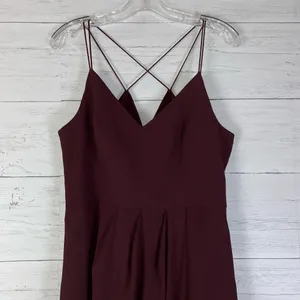 Forever New maroon wrapped strappy dress front slit size 8 thumbnail 2