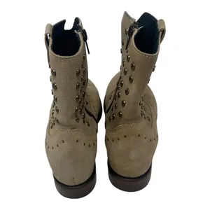 Kanna Studded Suede Ankle Boots Beige Leather Western Style Size 38/8 thumbnail 3