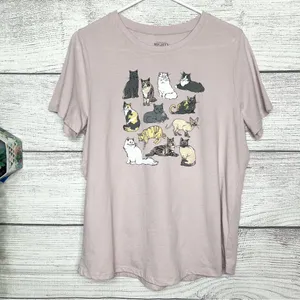 Mighty Fine Cats Short Sleeve T-Shirt - Light Pink Size Large thumbnail 7