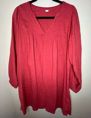 Bohochic Peasant Old Navy Brick Red Long Sleeve Tunic Shirt Dress Women’s Small thumbnail 1