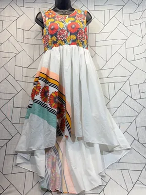Oopsie Daisy High Low‎ Dress Size 14 White Floral Sunflower Sleeveless Boho thumbnail 1