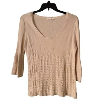 Cato's‎ Cream Crochet Baby Doll Sweater Women's Size Large thumbnail 1