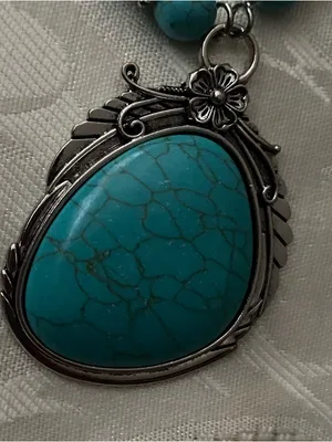 Paparazzi Necklace & Earrings Set Home Sweet Homestead Oblong Turquoise Pendant thumbnail 4