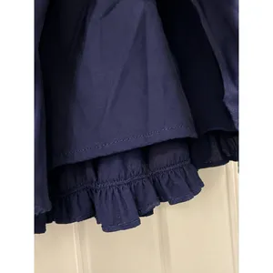 Hill House Navy Linen Tiered Ruffle Mini Skirt XS Elastic Waist Lined Cottage thumbnail 3