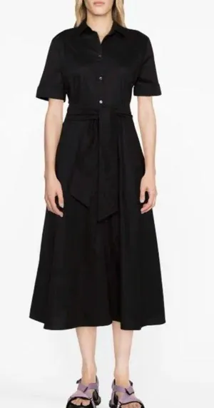 Woolrich black 100% cotton tied-waist poplin shirt dress NEW thumbnail 2