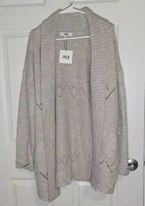 JACK by BB Dakota NWT Oatmeal Chunky Knit Open Front Cardigan Sweater Medium thumbnail 1