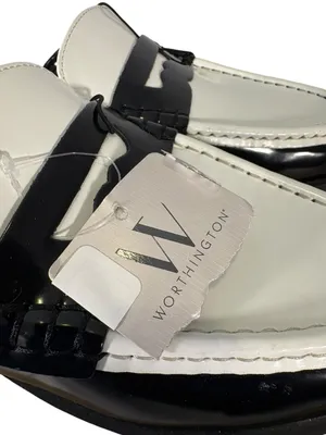 Worthington Destin Women’s 8.5 Loafer Mules Black White Patent Penny NWT thumbnail 7
