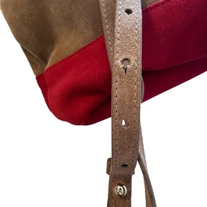 House of Harlow 1960 Juda Mini Backpack Suede Adjustable Straps Red‎ & Brown thumbnail 5
