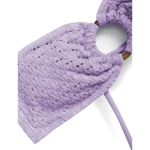 ZAFUL Lavender Bandeau Bikini Strapless O Ring Lace Knit Two-Piece Swimsuit SMAL thumbnail 3