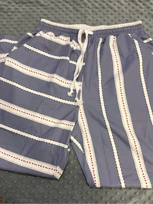 Women’s Blue Striped Drawstring Trousers Size L thumbnail 1