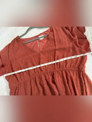 Women's Arula Tiered Dress Coral Pink Size A 1X Swiss Dot Textured Shortsleeve thumbnail 6