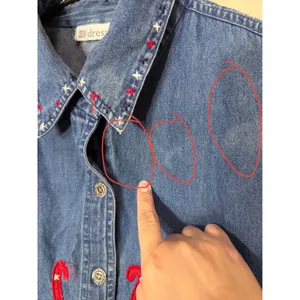 Vintage Dressbarn Womens‎ Large Denim Vest Patriotic Cat Embroidered Star Blue L thumbnail 3
