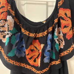 free people black floral top thumbnail 2