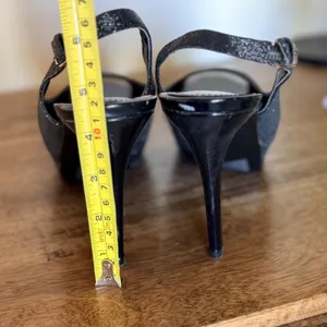 Marc Fisher Slingback Heels Women 8M Black‎ Glitter Peep Toe Platform Pump 5179 thumbnail 6