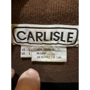 Carlisle 100% Cashmere Boxy Brown Sweater Size Large Wide Sleeve Turtleneck thumbnail 4