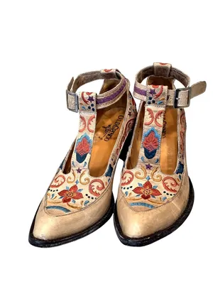 Old Gringo Deborah Rico Bone Leather Floral Embroidered Heels Size 9.5 thumbnail 14