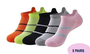 Colorful Unisex Cushioned Boat Socks 5 Pairs Tab Low Cut High Quality NEW thumbnail 1
