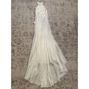 Lulus Eternity Together White Satin Halter Mermaid Maxi Dress Size Large Bridal thumbnail 5