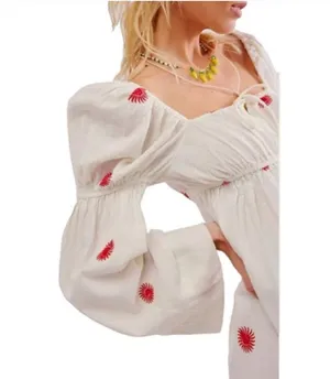 Free People White floral maxi dress with red flowers thumbnail 4
