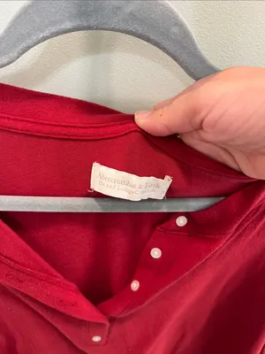 Abercrombie & Fitch Long-Sleeve Henley in Deep Red thumbnail 2