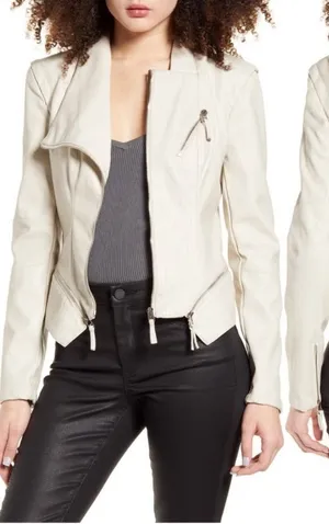 Blank NYC Faux Leather Moto Jacket in Vanilla Latte thumbnail 1