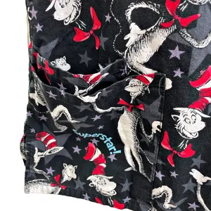 Dr. Seuss Cat in the Hat Superstar! Black Scrub Top MED Character Peds thumbnail 5