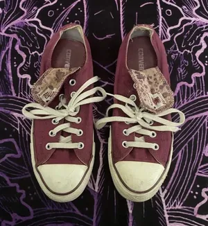 EUC Burgundy All Star Converse with fold over tongue size 8(Men’s)/10(Women’s) thumbnail 1