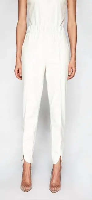 S’EDGE Hilton Pants White Straight‎ Leg Scalloped Hem Pants Medium thumbnail 1